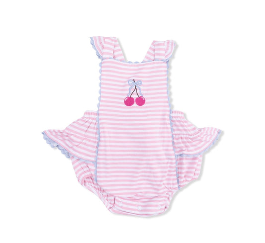 Angel Dear | Pink Cherry Stripe Sunsuit