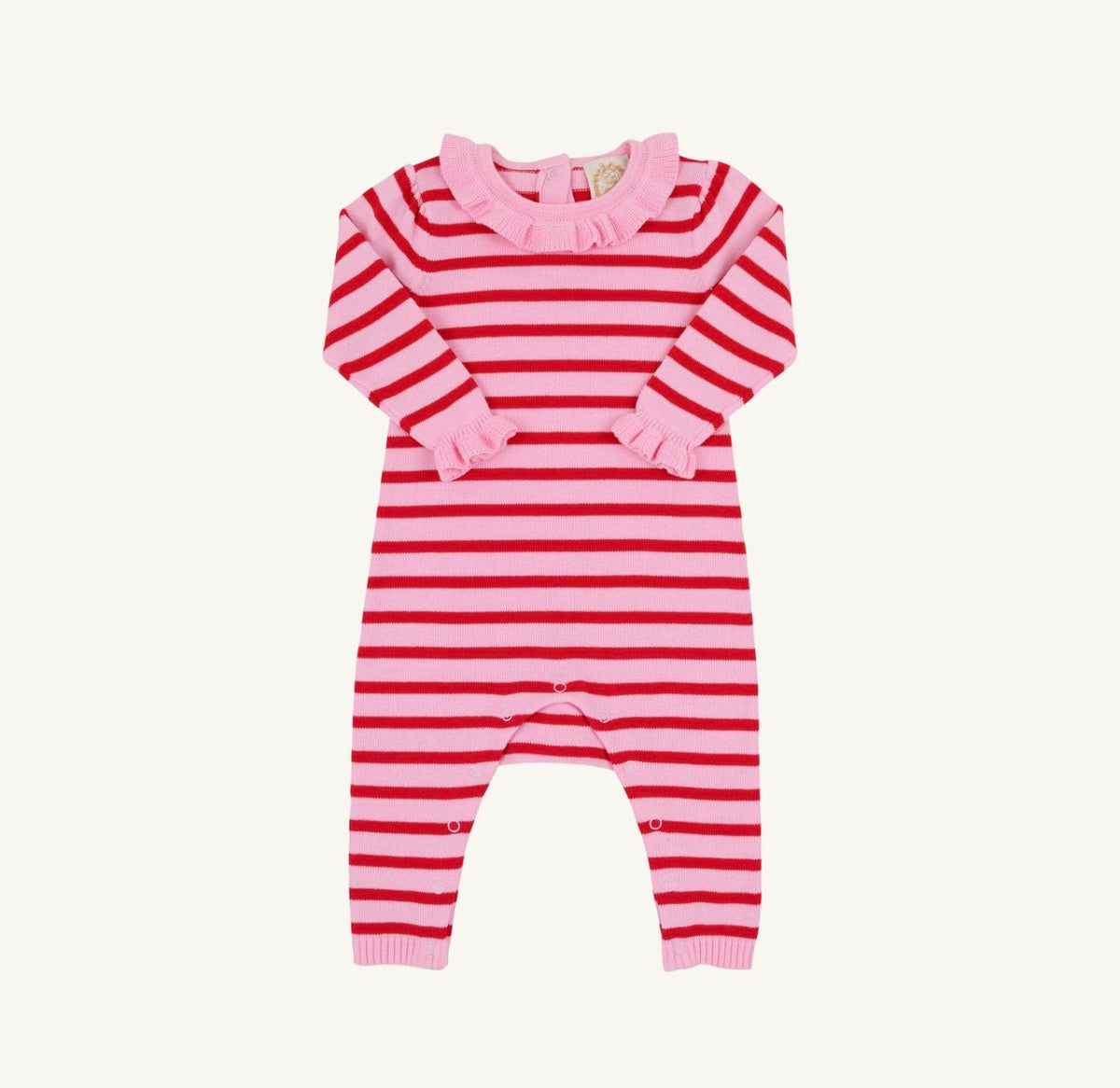 TBBC | Reece Ruffle Romper - Richmond Red & Pier Party Pink Stripe