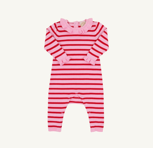 TBBC | Reece Ruffle Romper - Richmond Red & Pier Party Pink Stripe