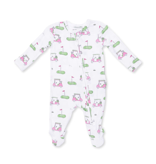 Angel Dear | Golf Carts Pink 2 Way Zipper Ruffle Footie