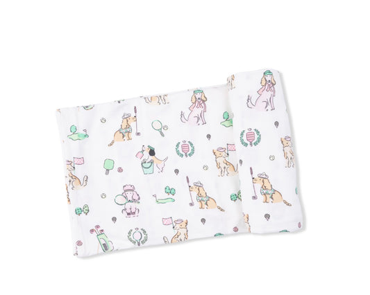 Angel Dear | Country Club Dogs Pink Swaddle Blanket