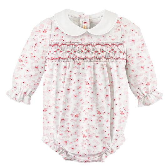 Baby Club Chic - Pink Begonias Smocked Bubble