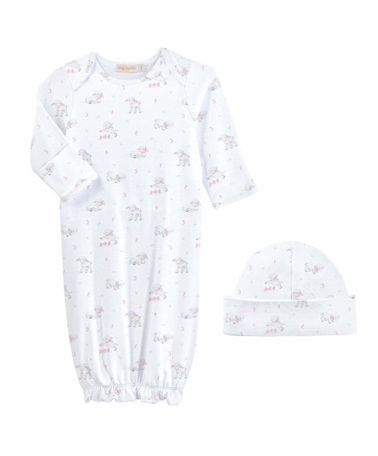 Baby Club Chic | Tiny Baby Sheep Pink Gown & Hat Set