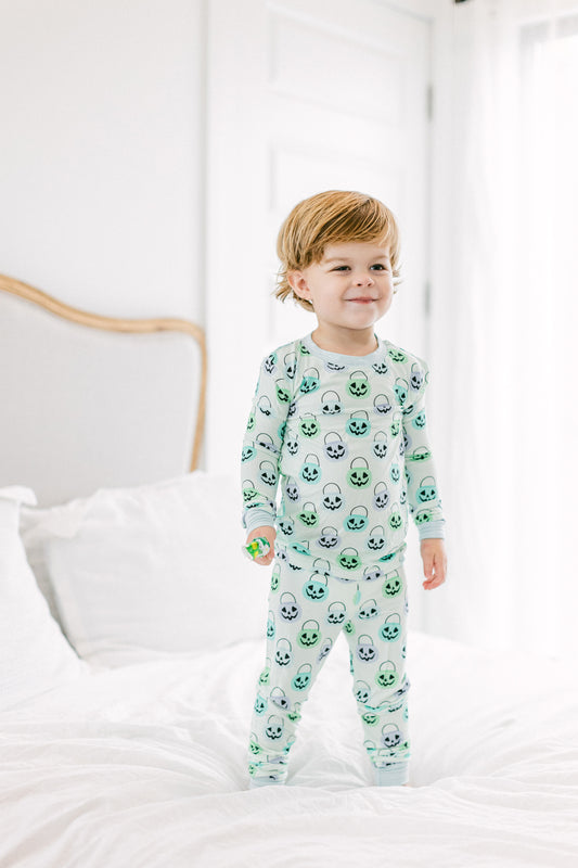 Poppy Kids | Green Halloween Bucket PJ Set