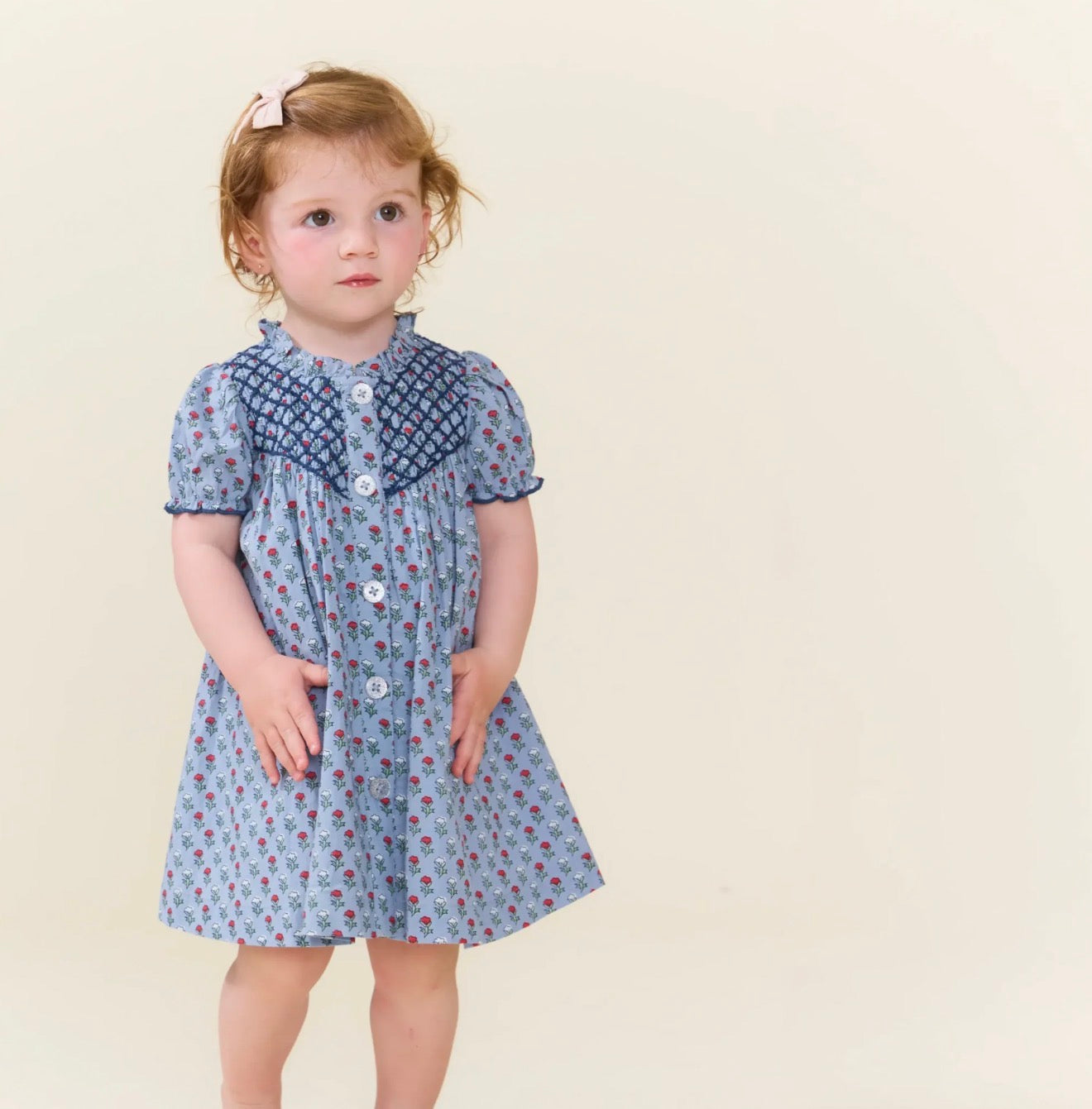 Pink Chicken | Baby Girls Lucia Dress Set - Light Blue Carnation
