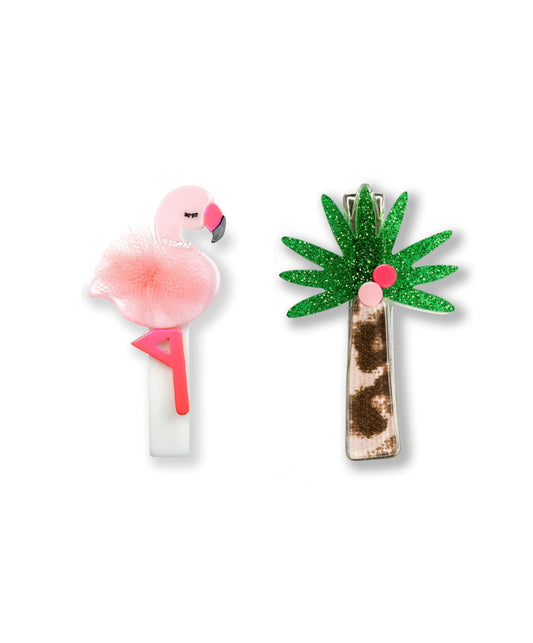 Lilies & Roses | Tropical Trio Flamingo Hair Clips