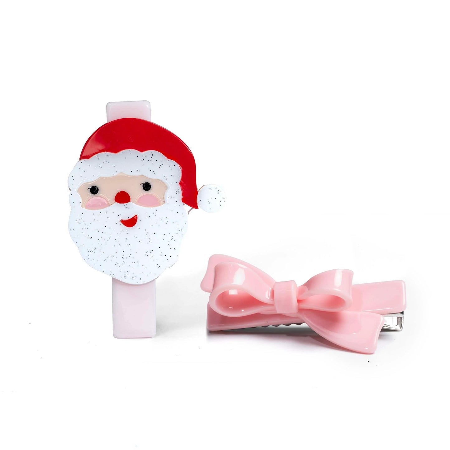 Lilies & Roses | Santa Pink Bow Hair Clips