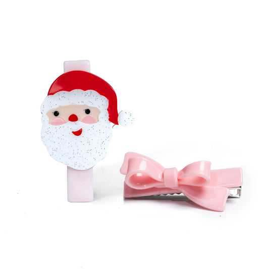 Lilies & Roses | Santa Pink Bow Hair Clips