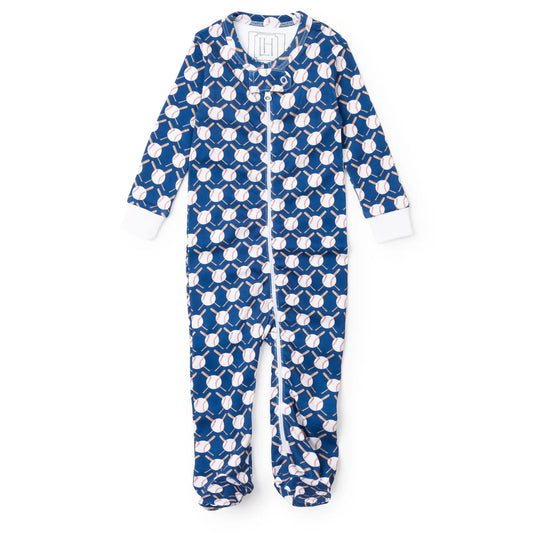 Lila & Hayes | Parker Boys' Pima Cotton Zipper Pajama - Up at Bat Baseball