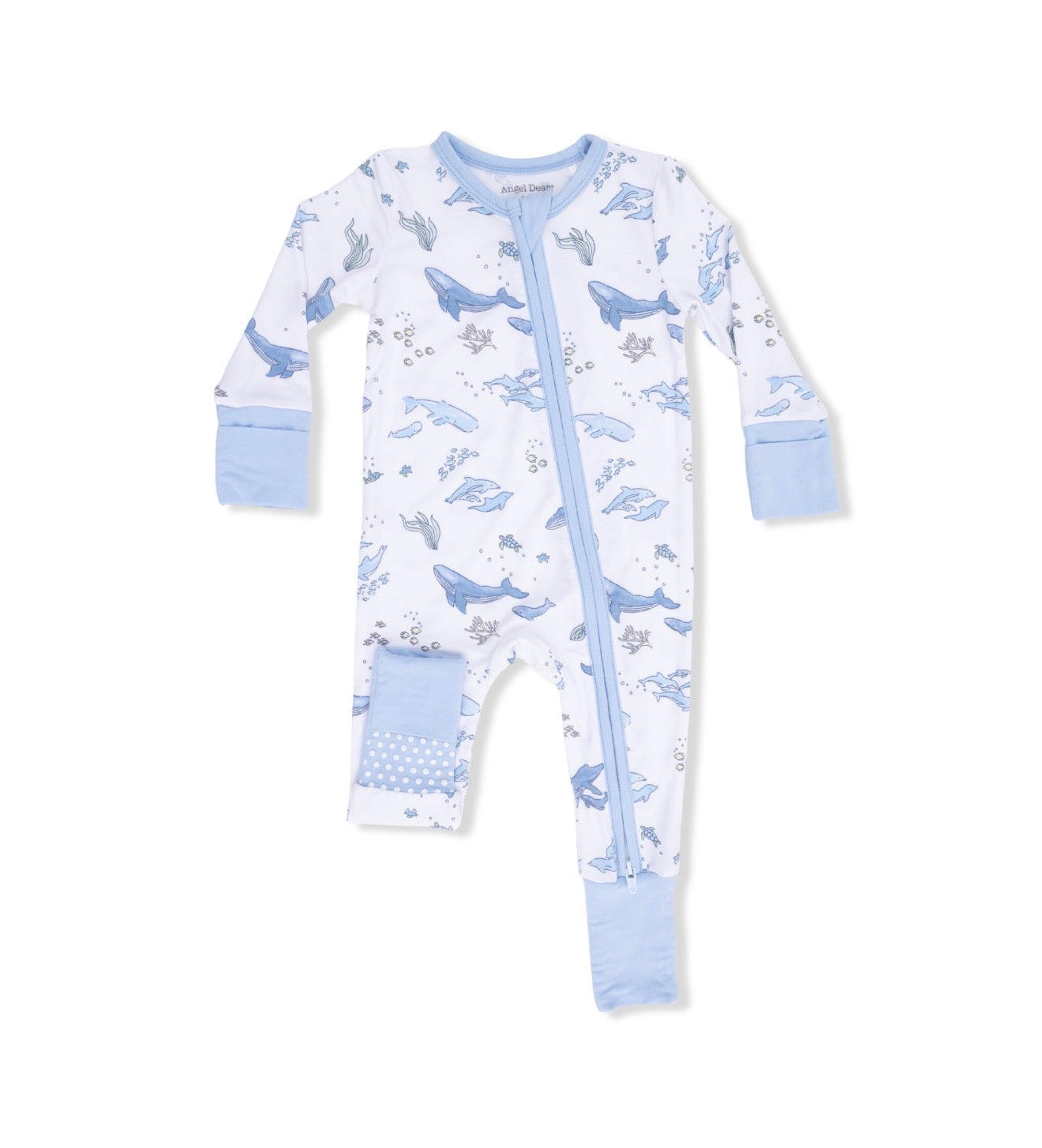 Angel Dear | Watercolor Blue Whales Convertible Romper