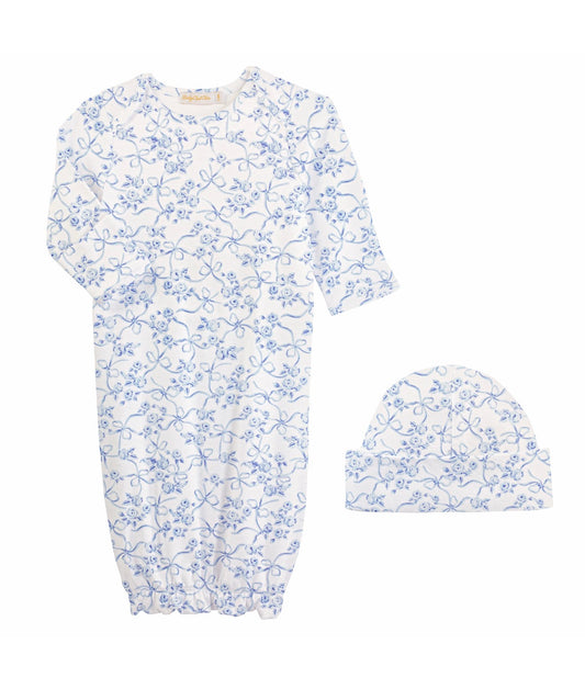 Baby Club Chic | Blue Romantic Toile Gown & Hat Set