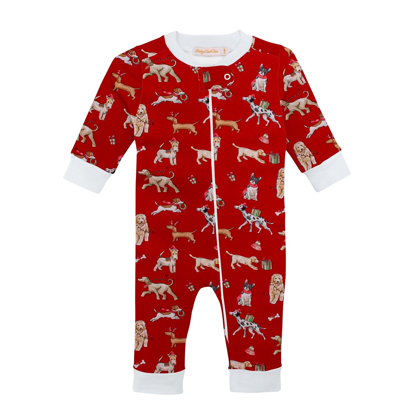 Baby Club Chic - Christmas Puppy Zipper Coverall