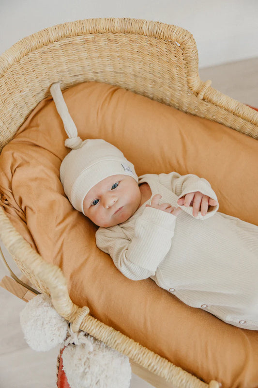 Copper Pearl - Moonstone Rib Knit Newborn Knotted Gown