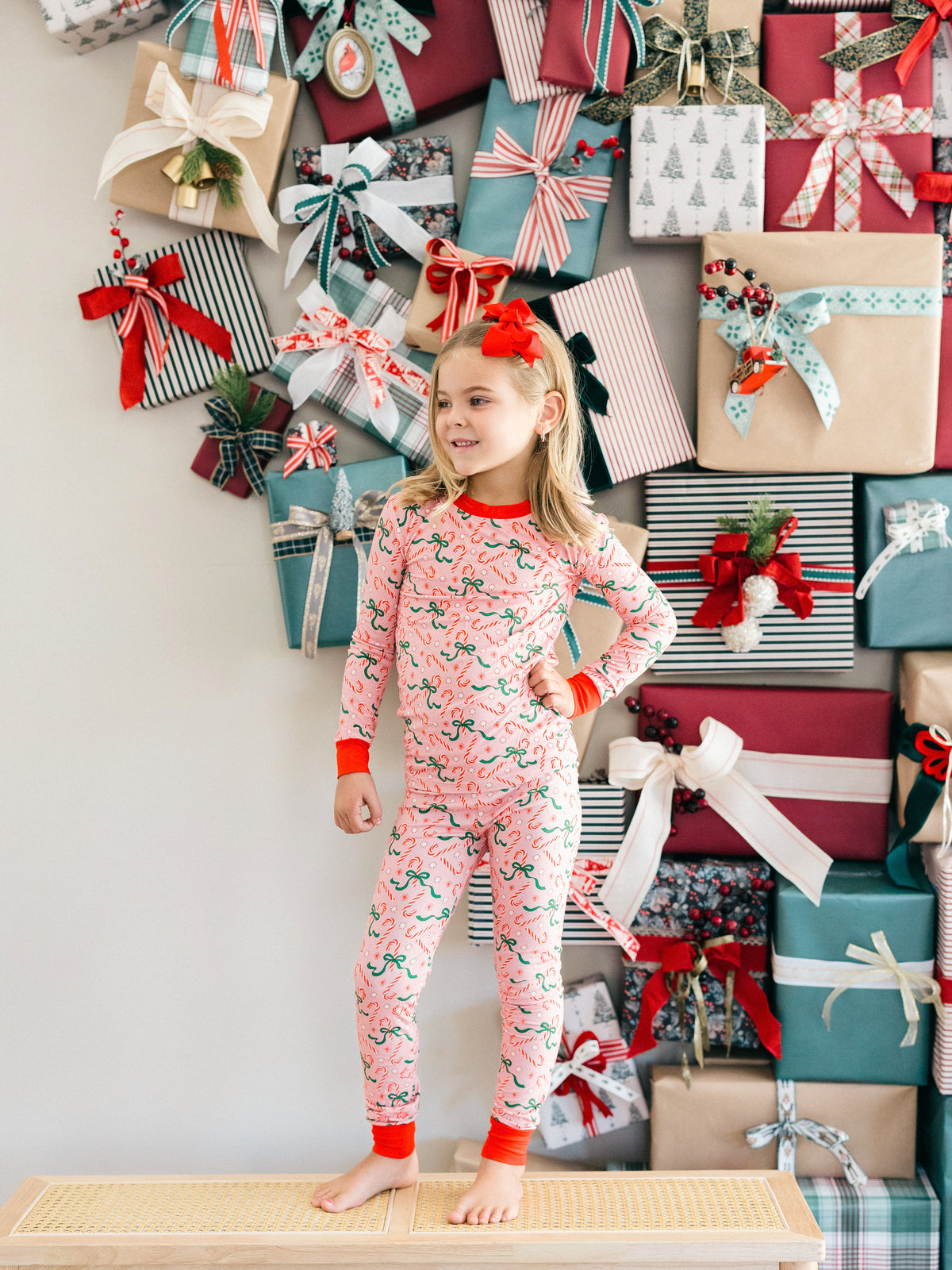 Poppy Kids | Candy Cane Ribbons Pajama Set