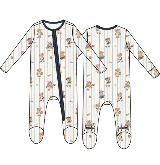 Angel Dear | Mixed Sports Bears 2 Way Zipper Footie