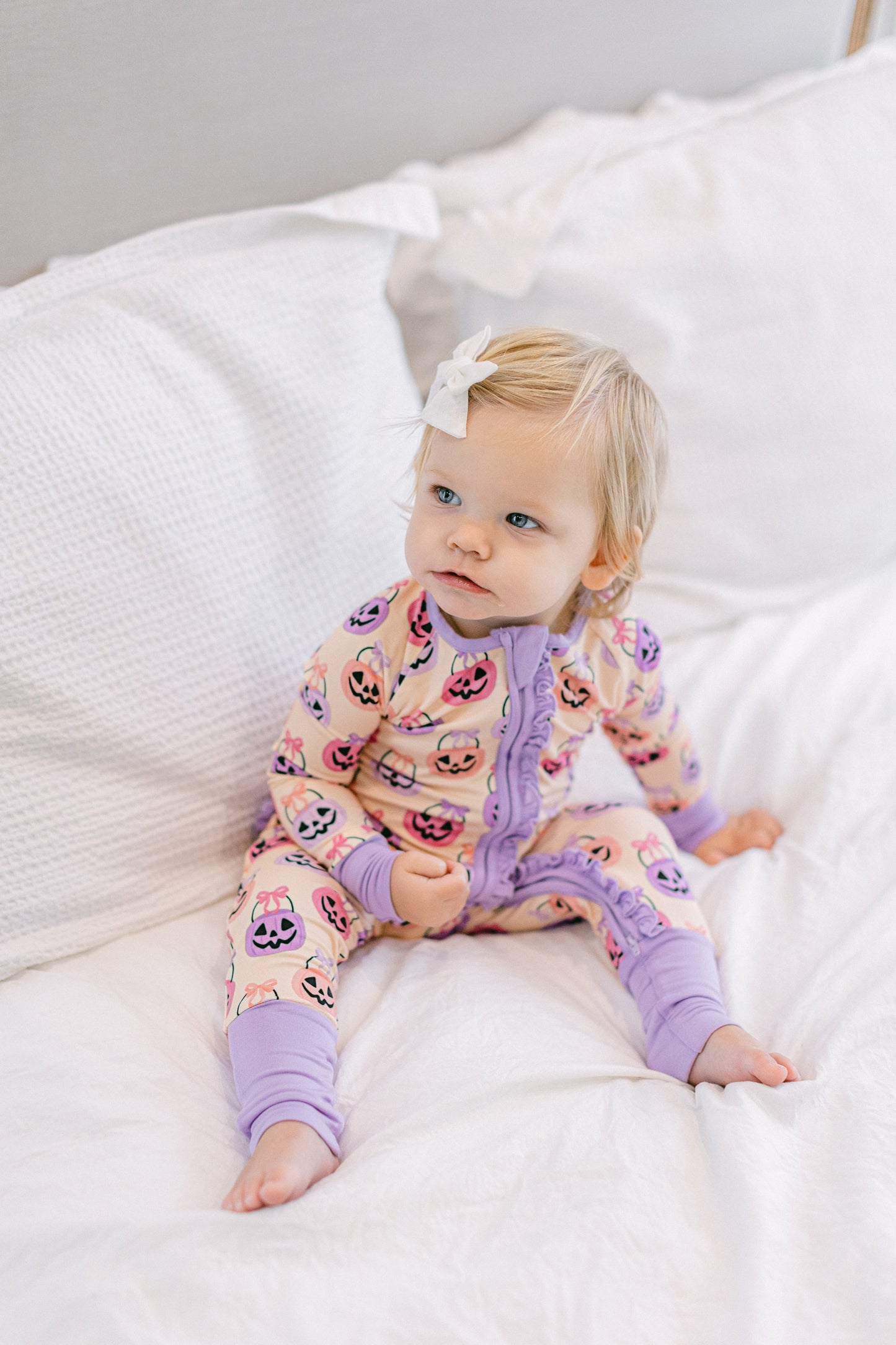 Poppy Kids | Pink Halloween Bucket Ruffle Romper