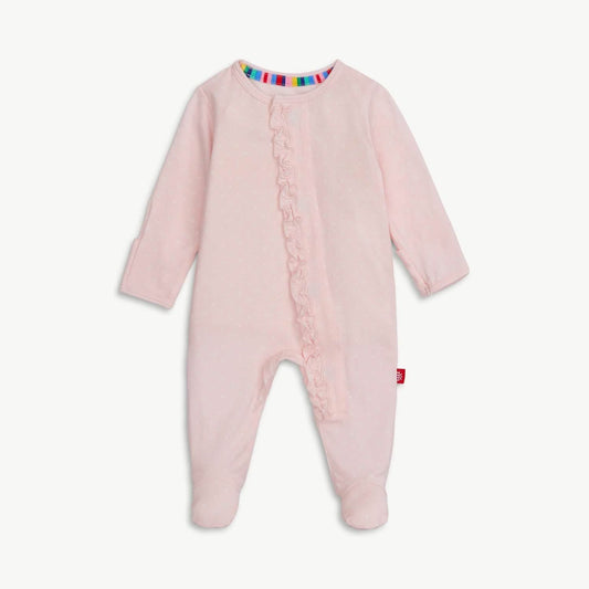 Magnetic Me | Pink Pin Dot Ruffle Footie