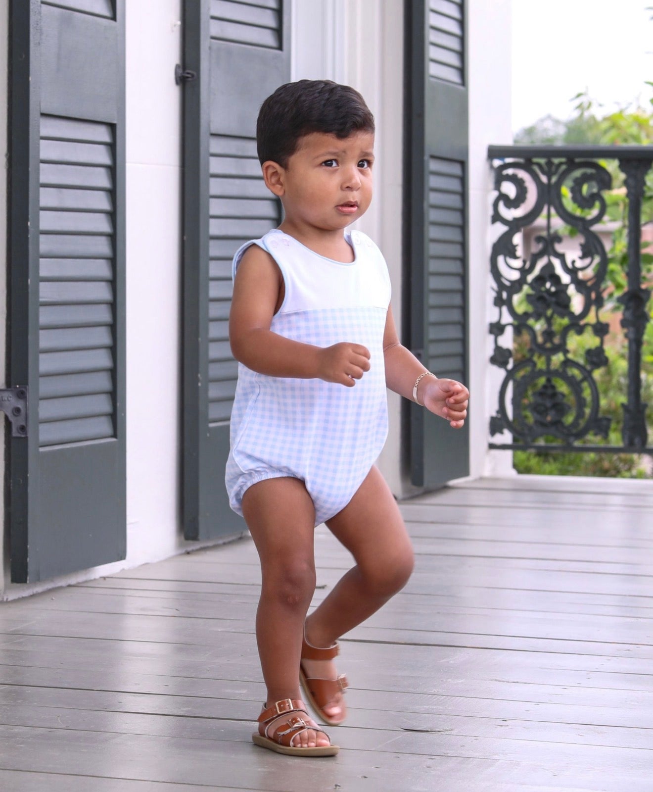 Trotter Street | Madden Bubble - Light Blue Gingham