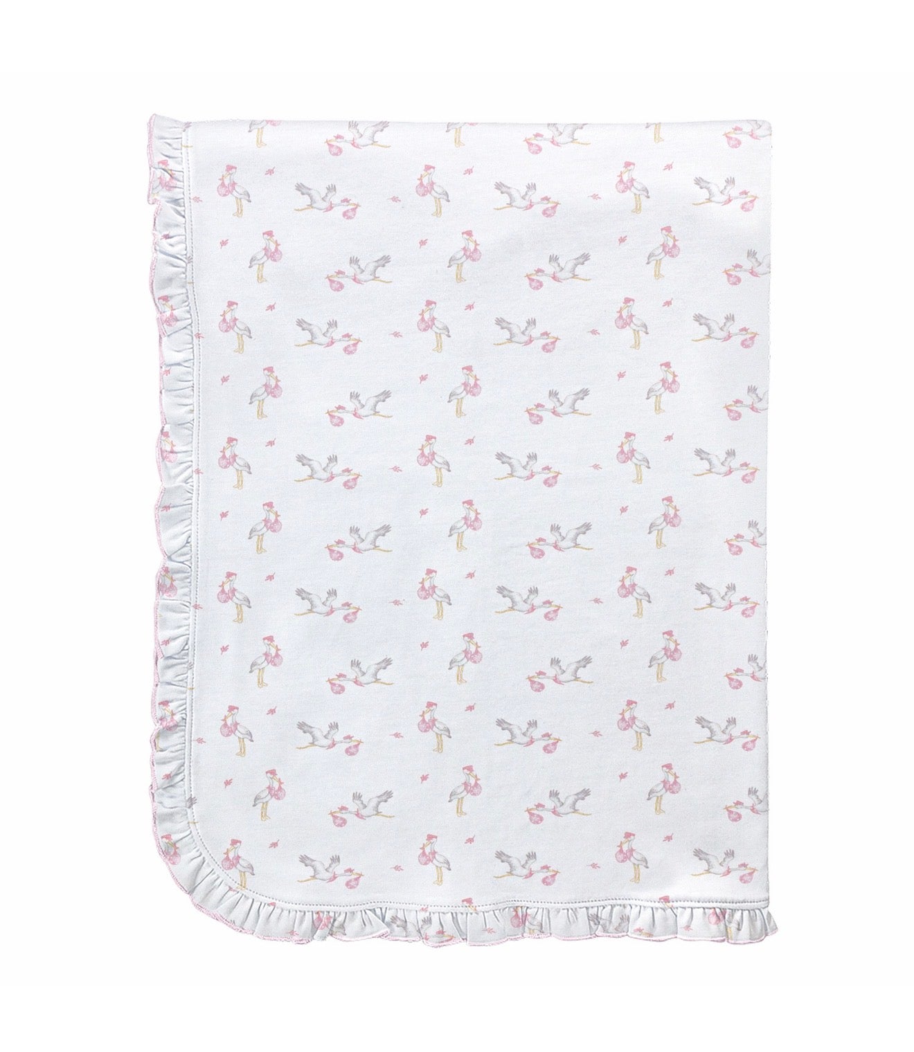 Baby Club Chic | Pink Tiny Storks Ruffle Blanket