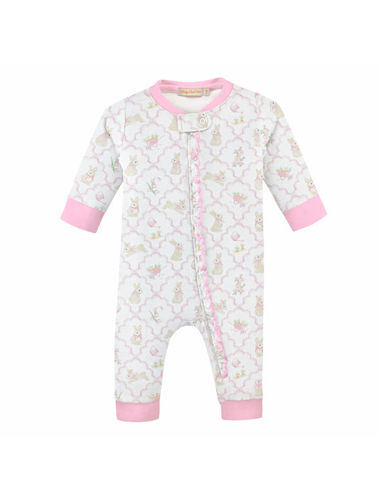 Baby Club Chic | Pink Mosaic of Tails Ruffle Coverall