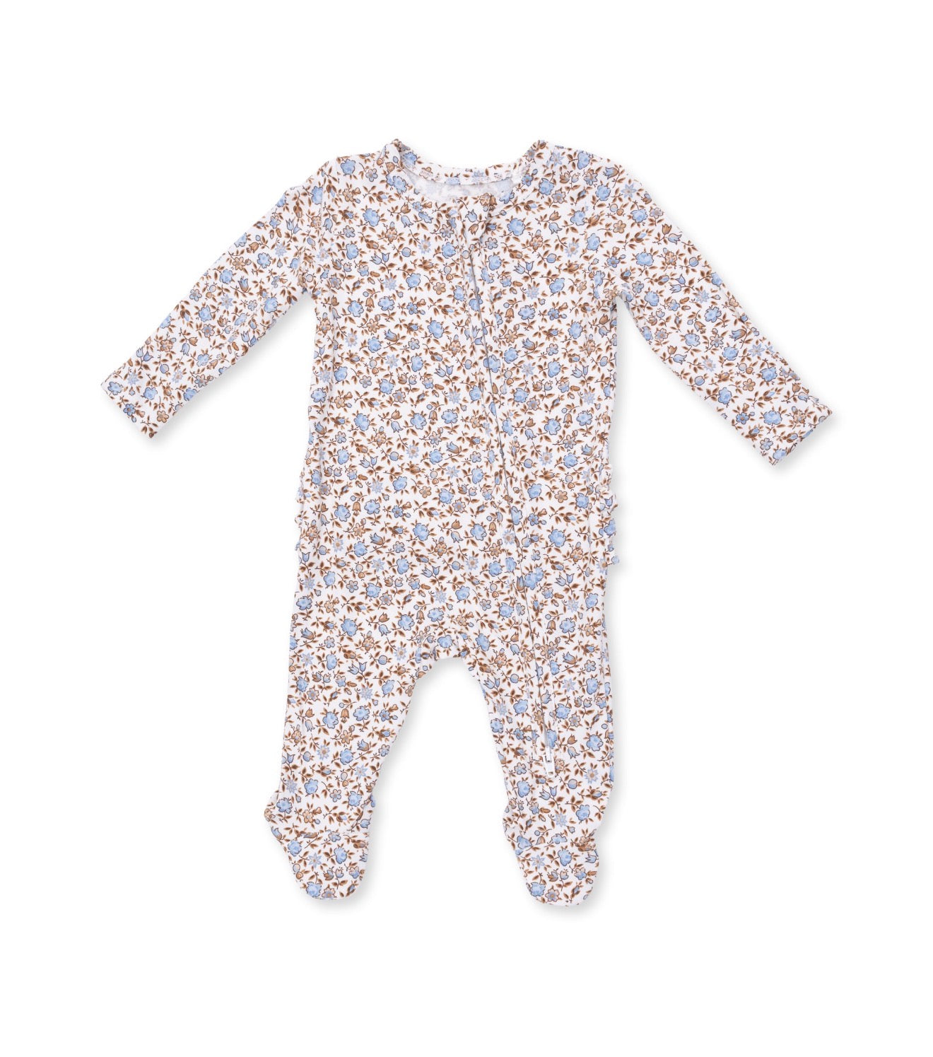 Angel Dear | Hazel Floral 2-Way Zipper Ruffle Footie