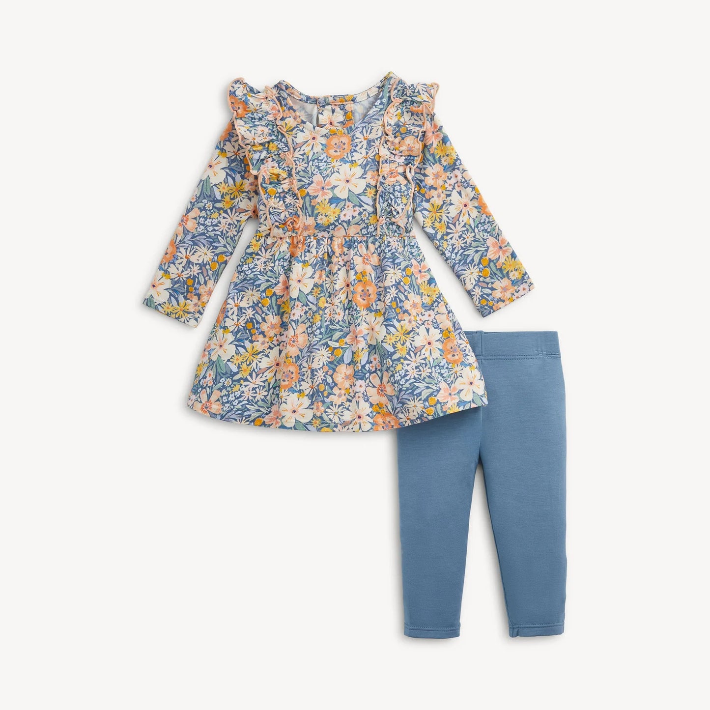 Magnetic Me | Floral Ruffle Dress/Legging Set
