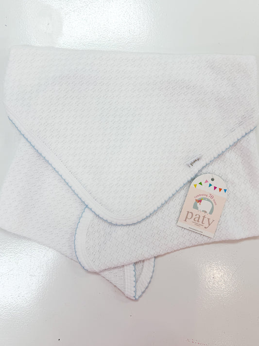 Paty | Blue Trim Receiving Blanket