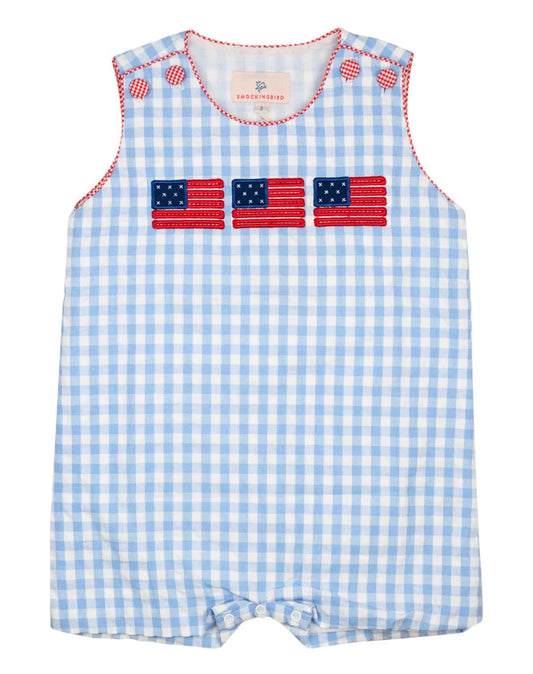 Smockingbird | American Flag Applique Shortall
