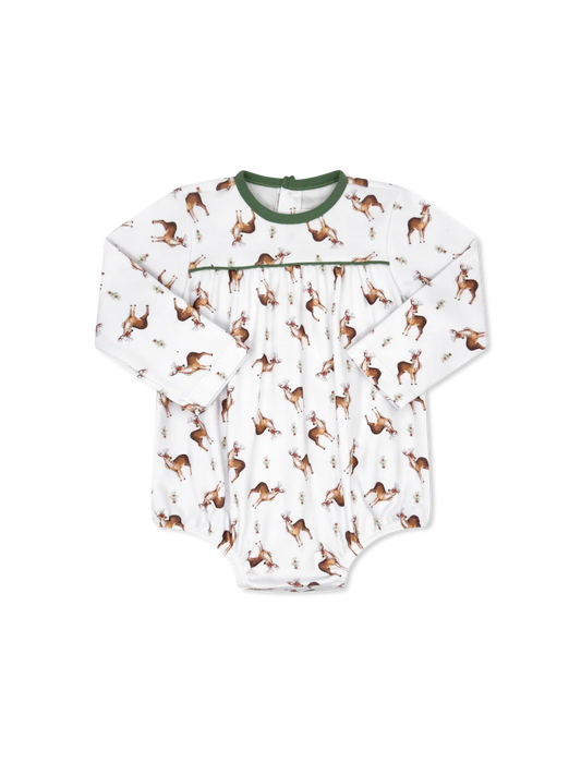 Lullaby Set | Mother May I Boy Bubble LS - Festive Cheer Deer Print