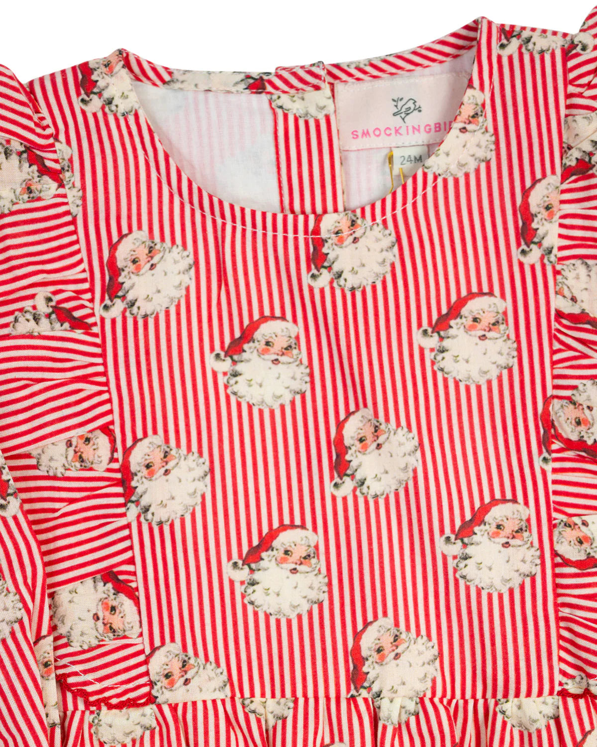 Smockingbird - Striped Vintage Santa Ruffle Dress