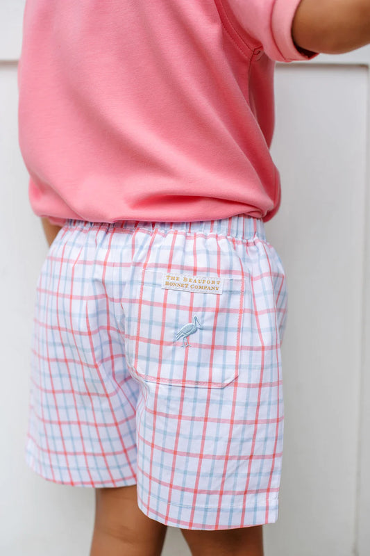 TBBC - Shelton Shorts Parrot Cay Coral Chandler Check/Beale St Blue