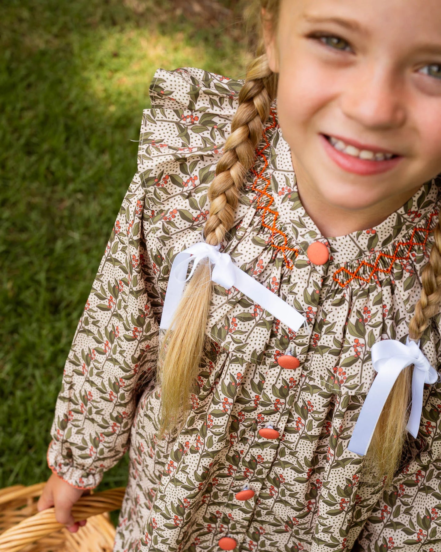 Smockingbird - Fall Floral Ruffle Collar Dress