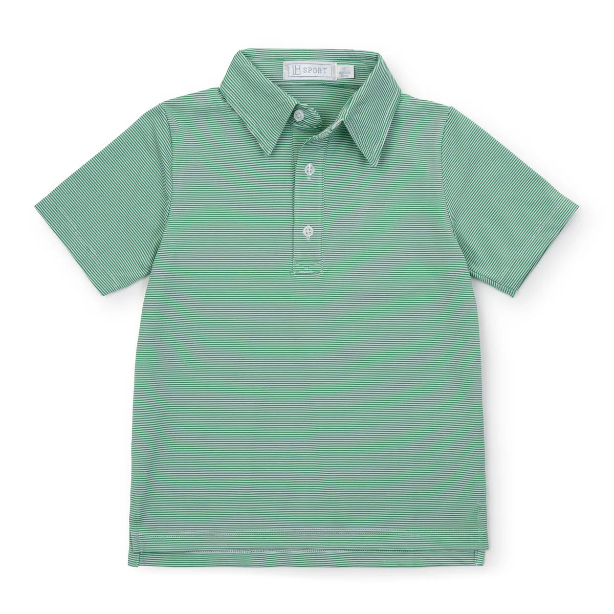 Lila & Hayes | Will Boys' Performance Polo - Green Stripes