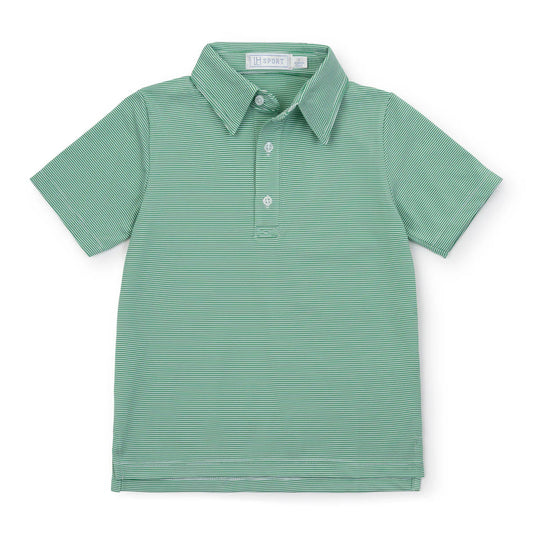 Lila & Hayes | Will Boys' Performance Polo - Green Stripes
