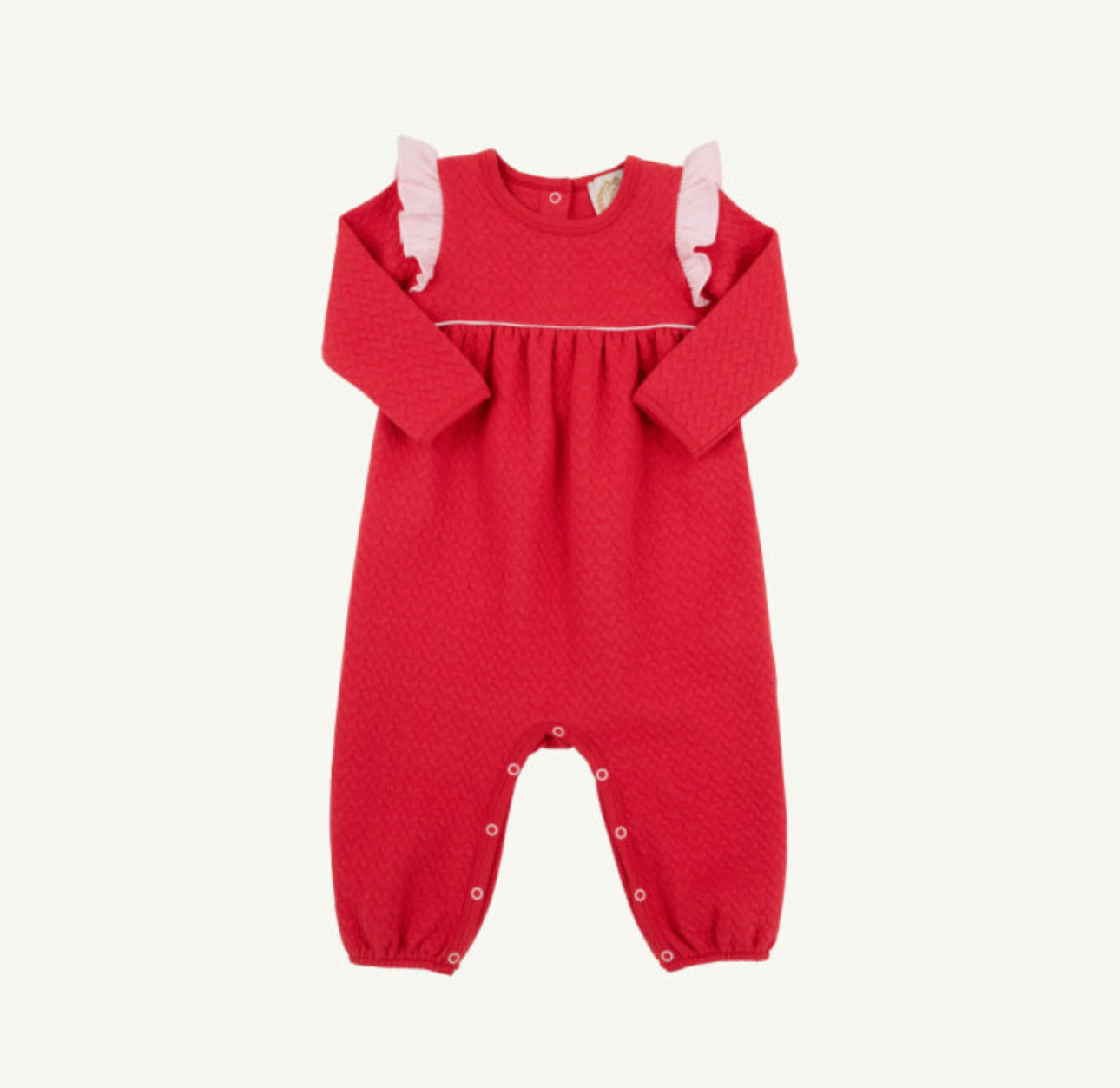 TBBC | Leigh Ann Angel Sleeve Romper - Richmond Red/Palm Beach Pink