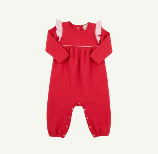 TBBC | Leigh Ann Angel Sleeve Romper - Richmond Red/Palm Beach Pink