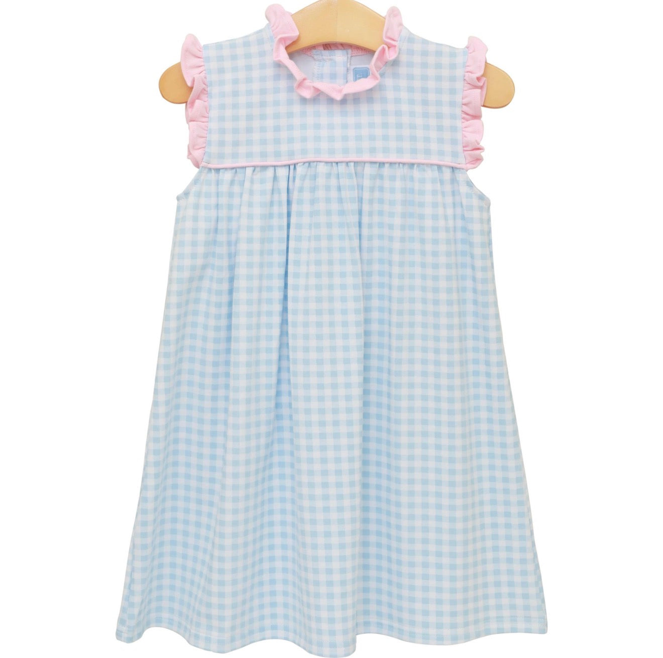 Trotter Street | Meredith Dress - Light Blue Gingham/Pink