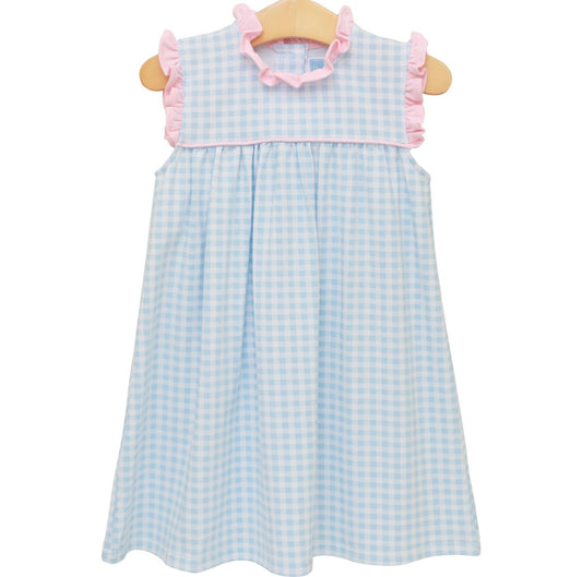 Trotter Street | Meredith Dress - Light Blue Gingham/Pink