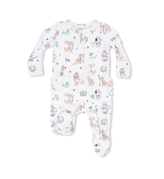 Angel Dear | Country Club Dogs Pink 2-Way Zipper Ruffle Footie