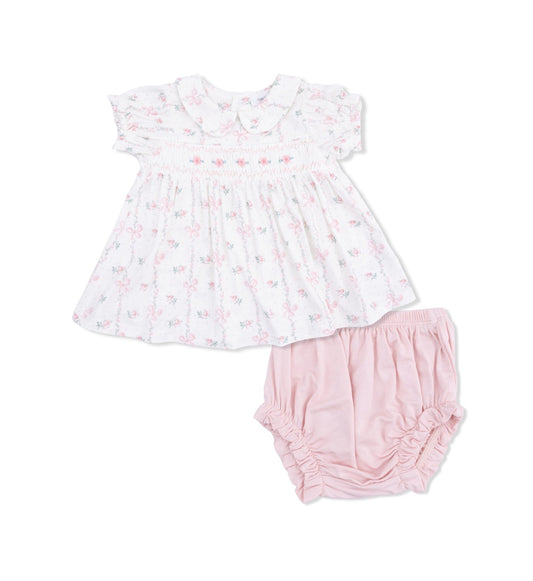 Angel Dear | Dainty Buds & Bows Smocked Dress Set