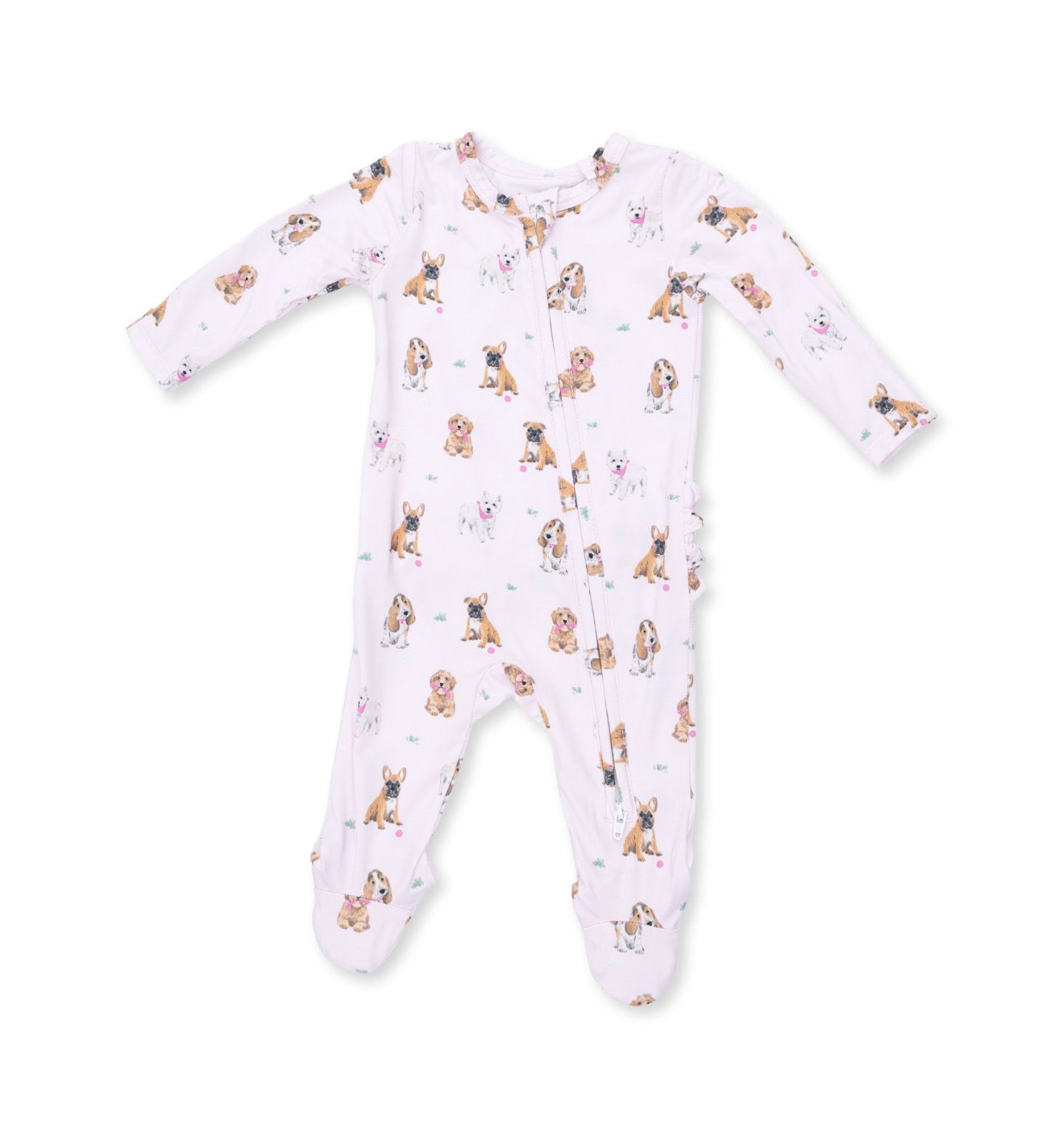 Angel Dear | Bestie Dogs Pink 2 Way Zipper Ruffle Footie