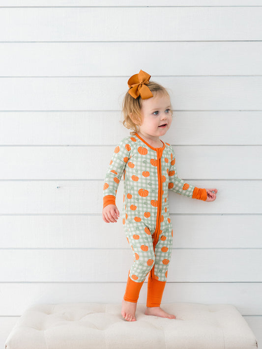 Poppy Kids | Cozy Pumpkin Zipper Romper