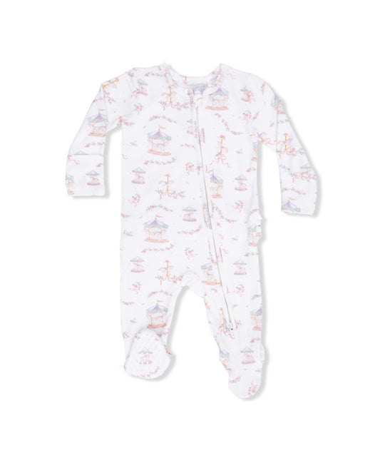 Angel Dear | Carousel with Bows 2-Way Zipper Ruffle Footie