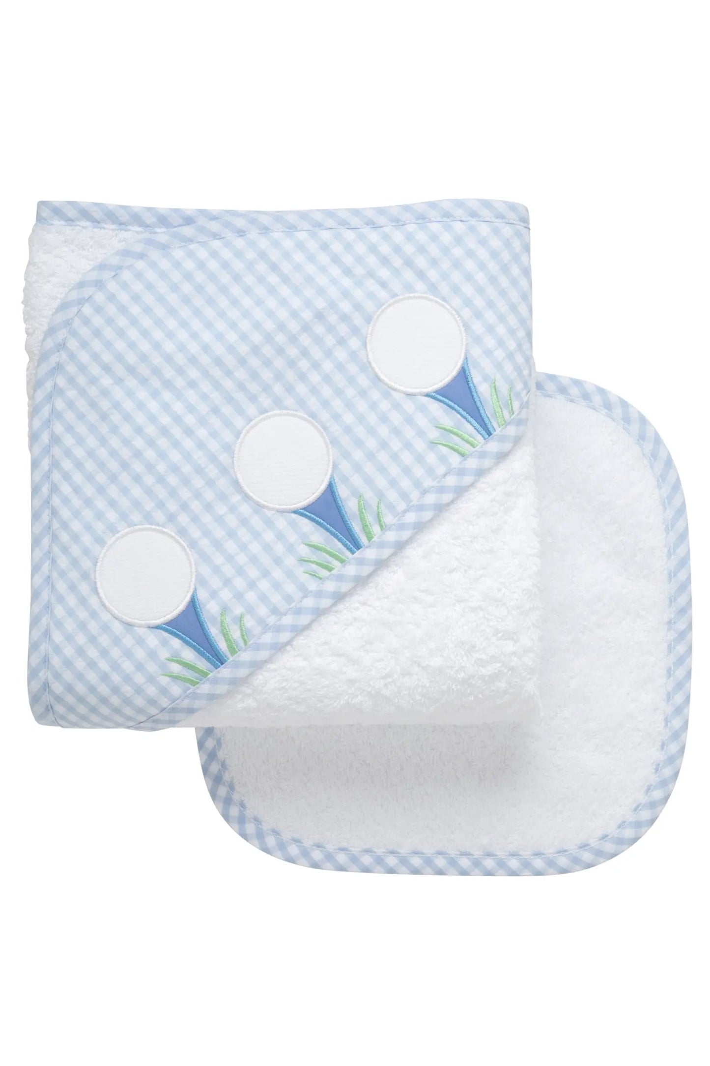 3Marthas | Blue Golf Baby Hooded Towel & Washcloth Set