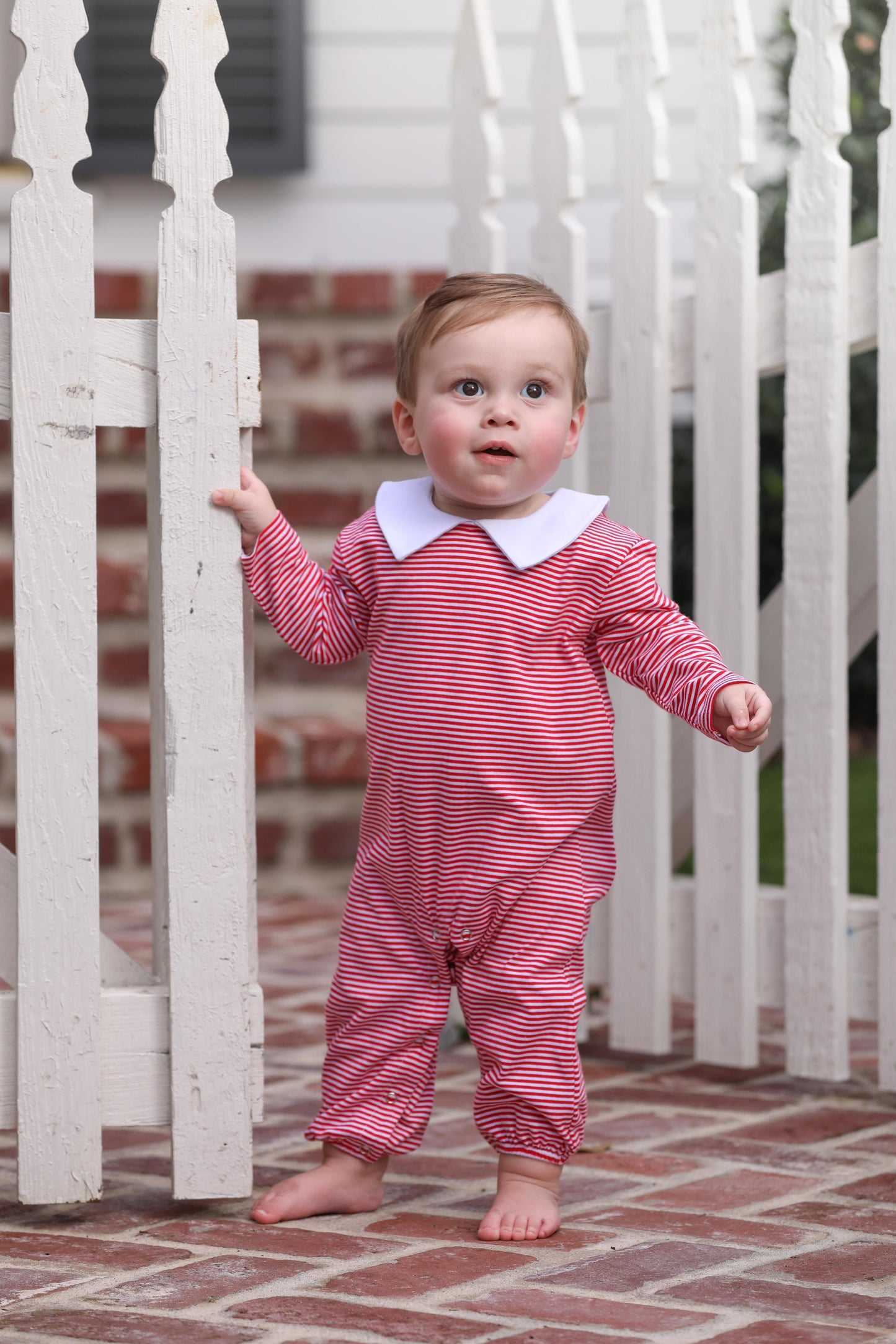 Trotter Street - William LS Romper Red Stripe