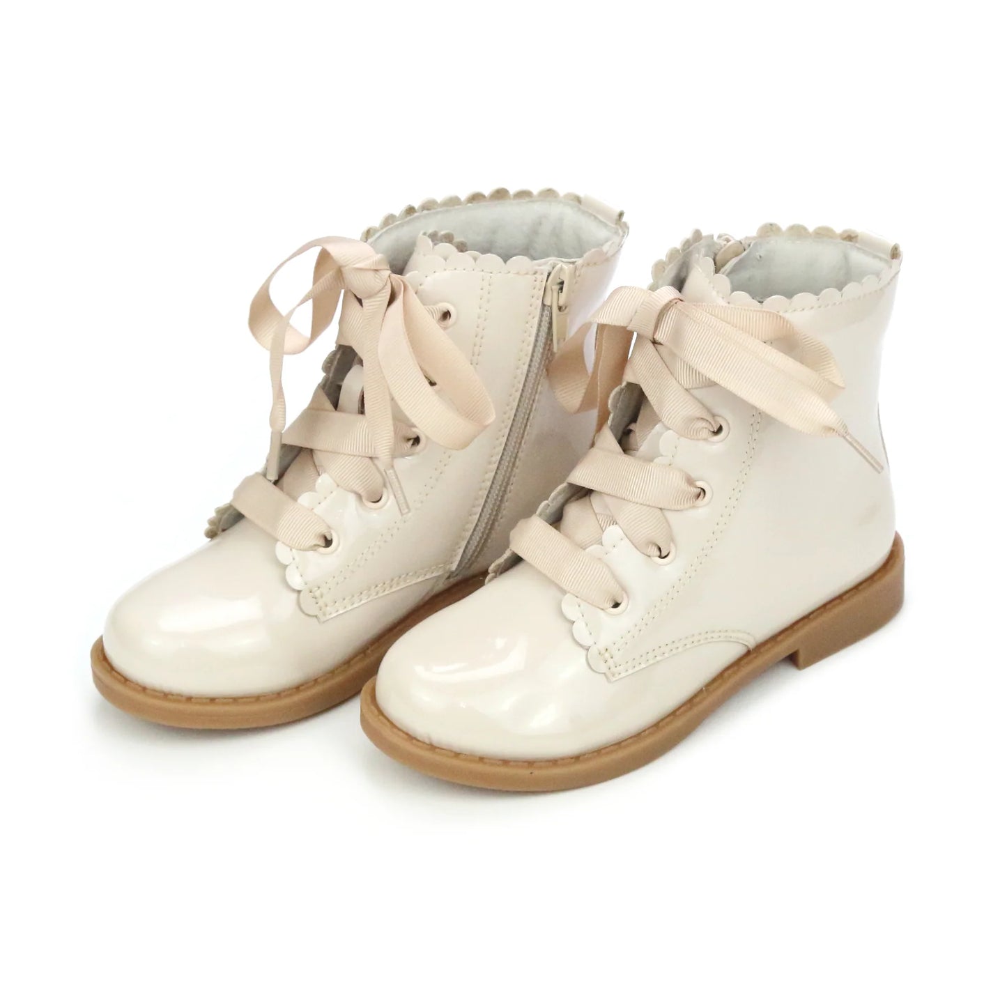 L'Amour - Josephine Scalloped Patent Cream Boot