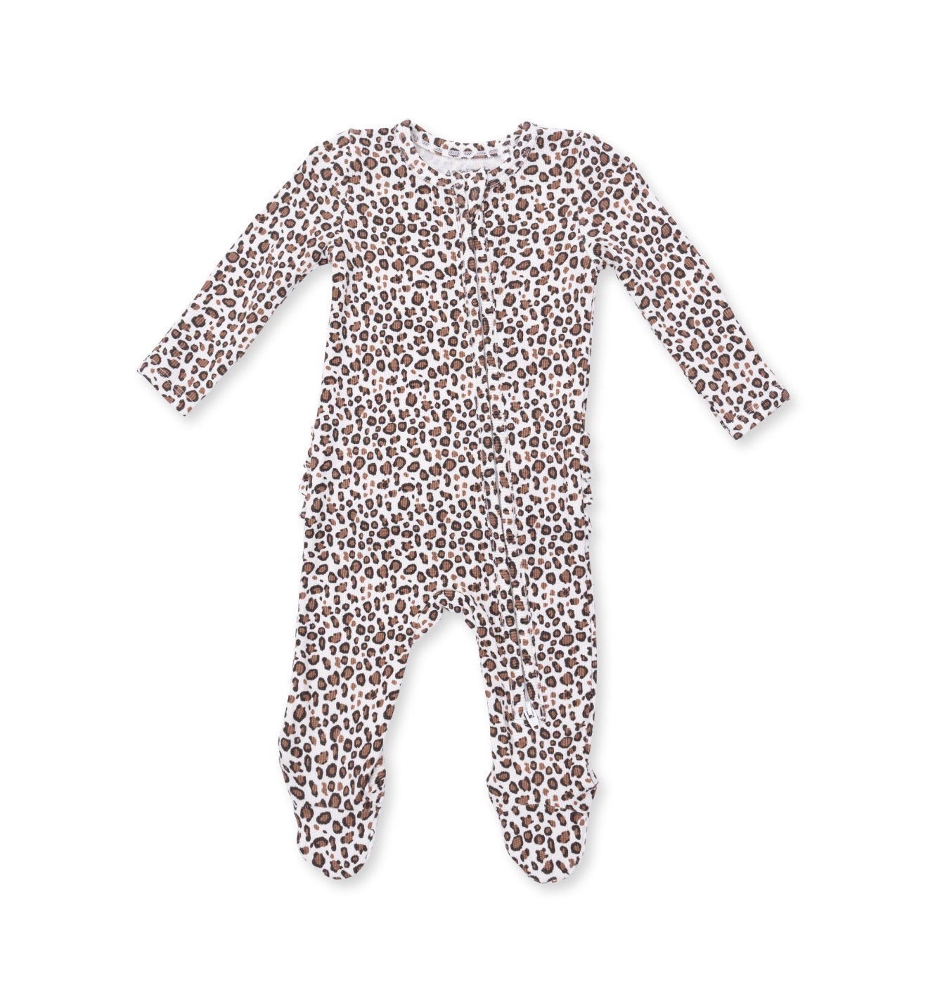 Angel Dear | Leopard Rib 2-Way Zipper Ruffle Footie