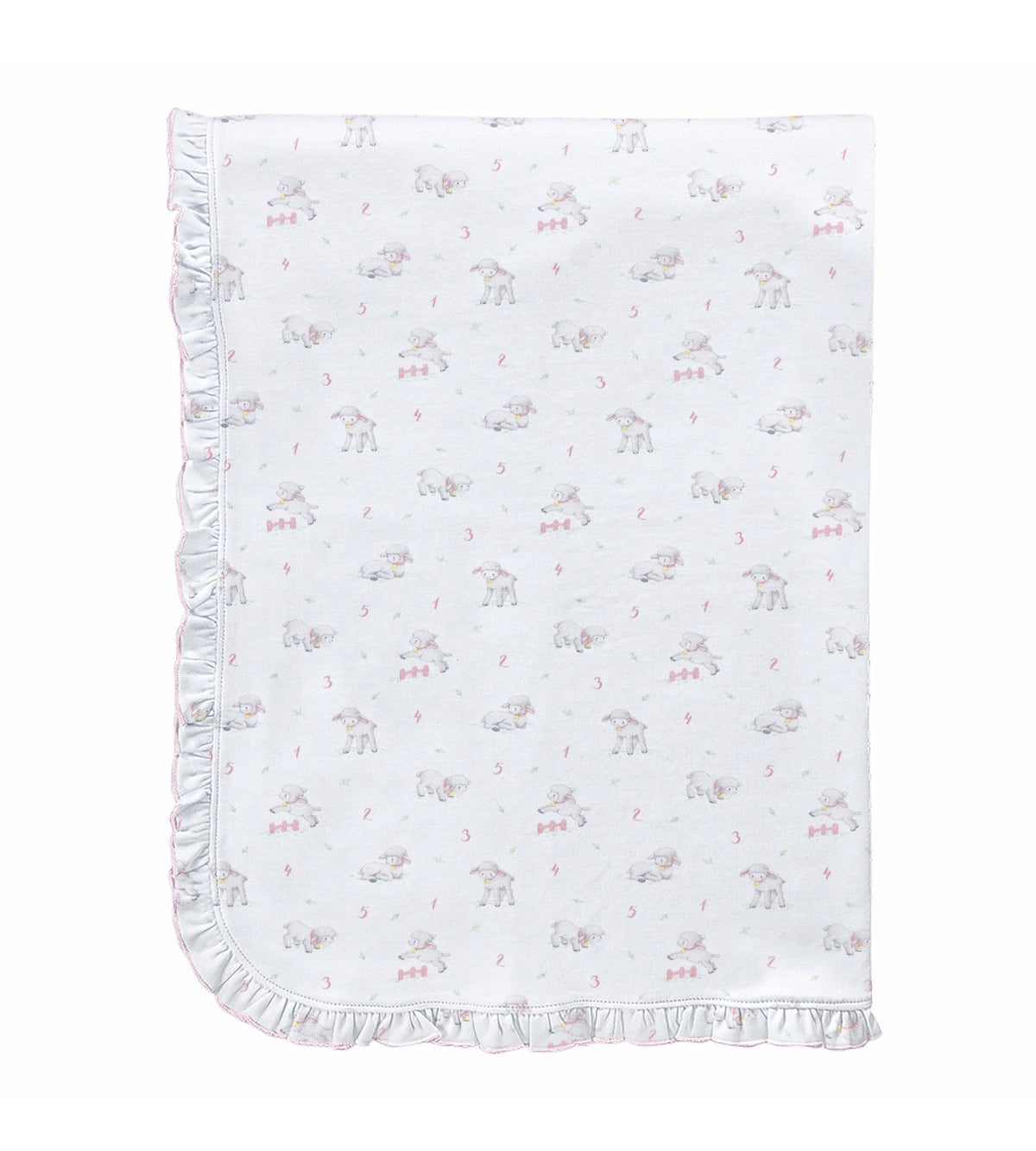 Baby Club Chic | Tiny Baby Sheep Pink Ruffle Receiving Blanket