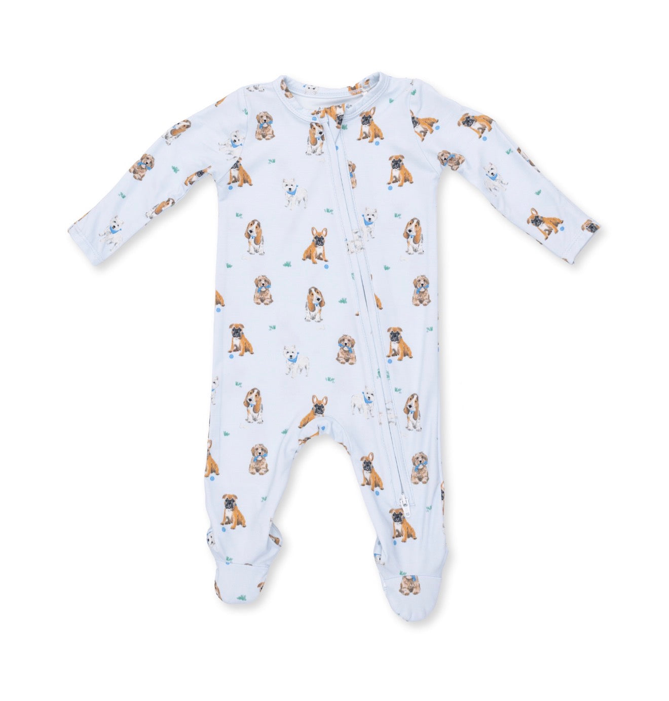 Angel Dear | Bestie Dogs Blue 2 Way Zipper Footie