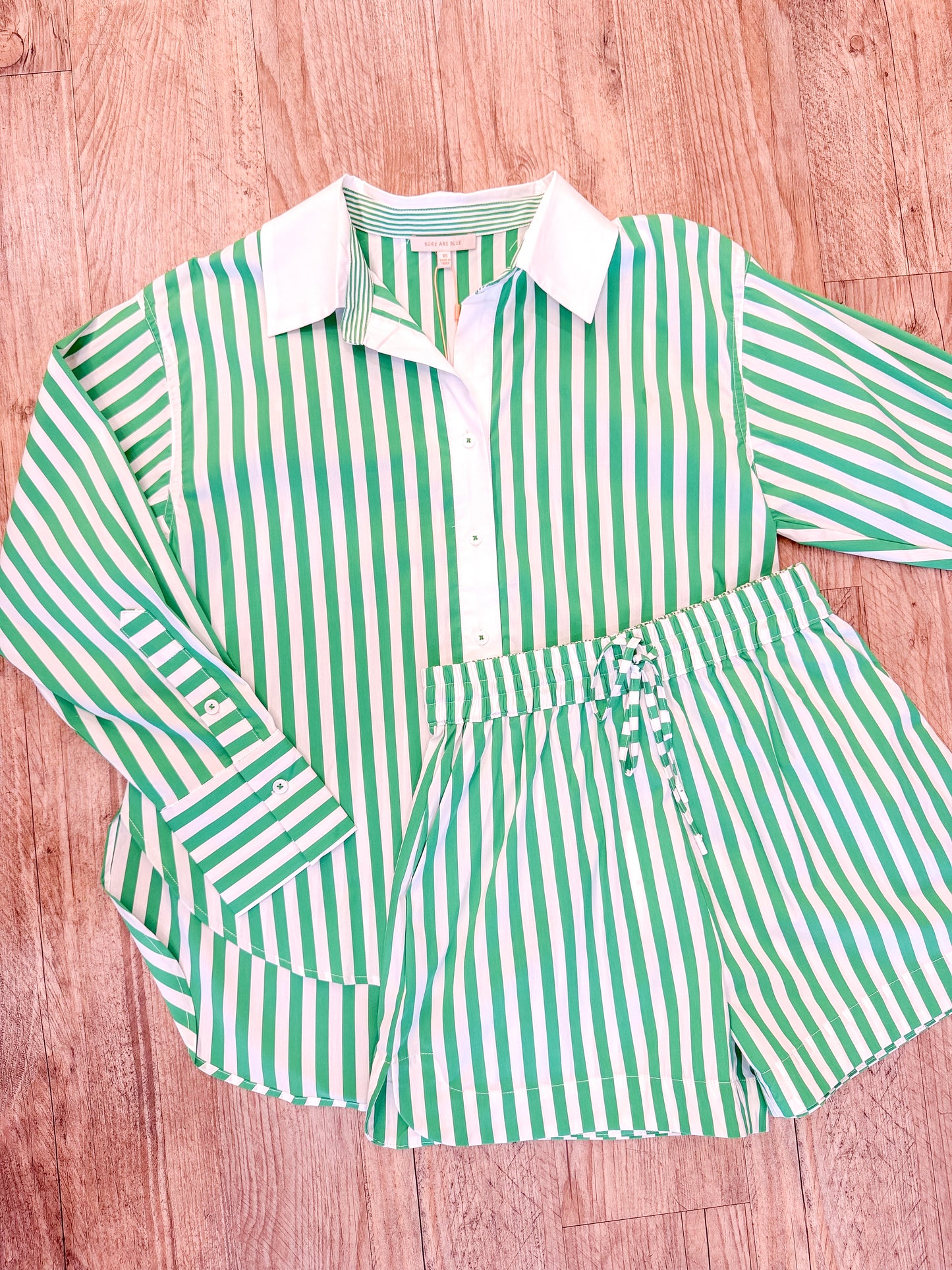 Bree Green Stripe Set